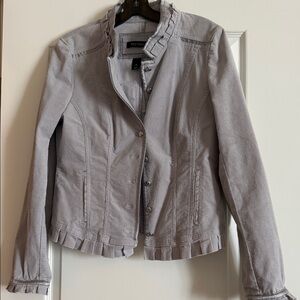 Chic Ruffled Gray Blazer